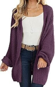 Plum Oversized Chunky Knit Cardigan for Women