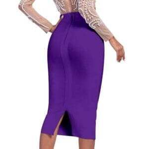 Purple High Waist Midi Bandage Pencil Skirt