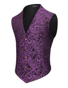 Purple Paisley Slim Fit Steampunk Waistcoat