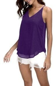 Purple V-Neck Spaghetti Strap Cami Top for Women
